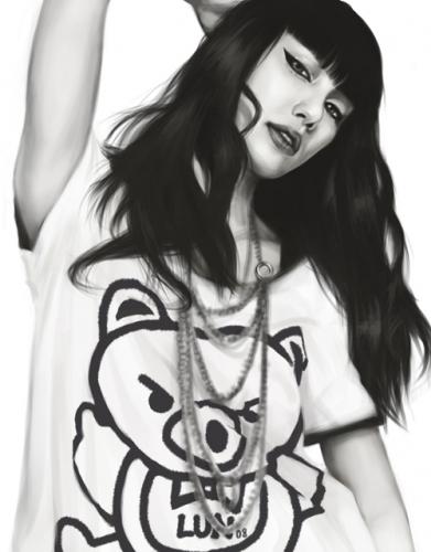 Cartoon: Mika Nakashima MC3C (medium) by lun2004 tagged mika,nakashima,mc3c,japan,black,and,white,rock,band,photohshop,painting,painter,lun,lun2004,cool,bear,shirt