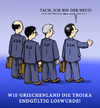 Cartoon: Troika (small) by Werkmann tagged troika griechenland krise ezb eu iwf esm kontrolle aufsicht gremium forderungen reform
