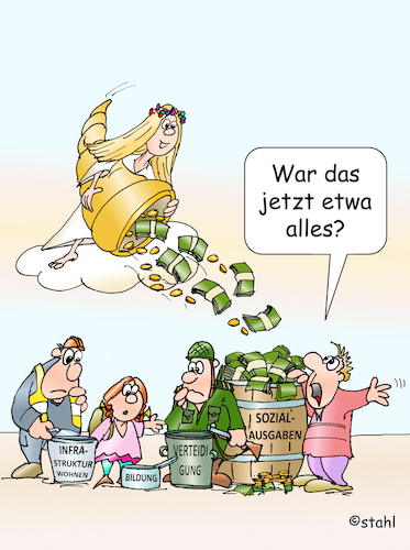 Cartoon: Ein Füllhorn (medium) by wista tagged füllhorn,sozial,soziales,sozialausgaben,ausgaben,haushalt,bundeshaushalt,geld,kosten,investitionen,bundeswehr,verteidigung,bildung,forschung,schulen,universitäten,renovierung,infrastruktur,bau,wohnen,wohnungsbau,militär,familien,bürgergeld,steuer,steuern,mittelstand,steuerlast,staat,staatsquote,kontrolle,füllhorn,sozial,soziales,sozialausgaben,ausgaben,haushalt,bundeshaushalt,geld,kosten,investitionen,bundeswehr,verteidigung,bildung,forschung,schulen,universitäten,renovierung,infrastruktur,bau,wohnen,wohnungsbau,militär,familien,bürgergeld,steuer,steuern,mittelstand,steuerlast,staat,staatsquote,kontrolle