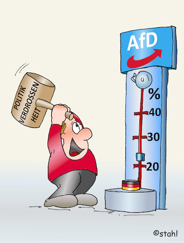 Cartoon: Hau den Lukas (medium) by wista tagged hau,den,lukas,politik,verdrossen,politikverdrossenheit,afd,partei,spd,cdu,csu,schwarz,rot,umfrage,sonntagsfrage,wahl,wahlerfolg,prozent,blau,alternative,deutschland,migration,wirtschaft,versagen,politikversagen,hau,den,lukas,politik,verdrossen,politikverdrossenheit,afd,partei,spd,cdu,csu,schwarz,rot,umfrage,sonntagsfrage,wahl,wahlerfolg,prozent,blau,alternative,deutschland,migration,wirtschaft,versagen,politikversagen