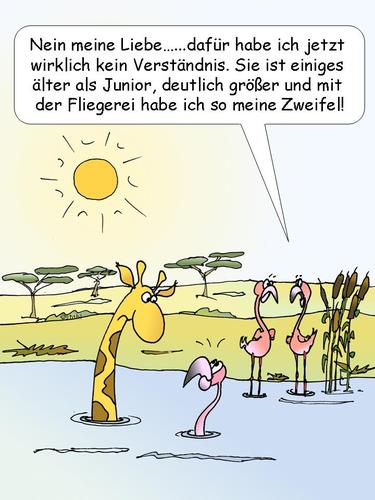 Cartoon: neue Freundin (medium) by wista tagged freund,freundin,eltern,passen,unpassend,freundschaft,liebe,partner,partnerschaft,flamingo,giraffe,alt,älter,jung,jünger,kind,kinder,jugendliche,groß,größer,kleiner,verschieden,jugend,jugendliebe