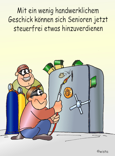 Cartoon: Senioren Zuverdienst (medium) by wista tagged rente,rentner,zuverdienst,steuer,steuerfrei,geld,rentenverischerung,senioren,aufbessern,zusatzverdienst,abgabe,finanzamt,steuererklärung,einbruch,tresor,tresorknacker,dieb,diebstahl,verbrechen,verbrecher,rente,rentner,zuverdienst,steuer,steuerfrei,geld,rentenverischerung,senioren,aufbessern,zusatzverdienst,abgabe,finanzamt,steuererklärung,einbruch,tresor,tresorknacker,dieb,diebstahl,verbrechen,verbrecher