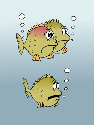 Cartoon: three fish producing bubbles (medium) by wista tagged wasser,fisch,luftblasen,pupsen,bubbles,fish,blasen,fische,ups,oops