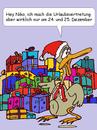 Cartoon: Urlaub für den Nikolaus (small) by wista tagged nikolaus,urlaub,urlaubsvertretung,vertretung,vertreter,ente,geschenke,verteilen,weihnachten,christkind,schenken,päckchen,pakete,weihnachtsbaum,nikolausmütze