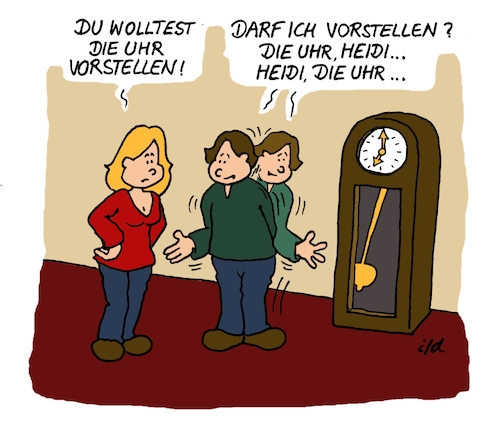 Cartoon: Uhr vorstellen (medium) by achecht tagged zeit,uhr,zeitumstellung,vorstellen,umstellen,zeitverschiebung,sommerzeit,winterzeit,standuhr,vorstellung,einführung,bekanntmachung,zeitmanagement,zeit,uhr,zeitumstellung,vorstellen,umstellen,zeitverschiebung,sommerzeit,winterzeit,standuhr,vorstellung,einführung,bekanntmachung,zeitmanagement
