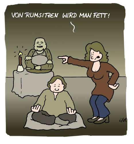 Cartoon: Von Rumsitzen wird man fett (medium) by achecht tagged meditieren,meditation,spiritualität,achtsamkeit,entspannung,entspannen,abnehmen,zunehmen,fett,dick,meditieren,meditation,spiritualität,achtsamkeit,entspannung,entspannen,abnehmen,zunehmen,fett,dick