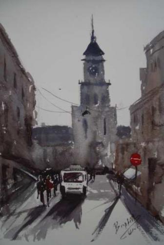 Cartoon: the church in Lier (medium) by cabap tagged watercolorpainting