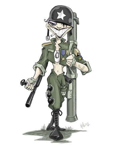 Cartoon: Soldier Cartoon (medium) by Hellder Gonzales tagged digital,painting,photoshop,color,drawing,soldier