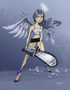 Cartoon: Chainsaw angel (small) by Hellder Gonzales tagged cartoon,angel,chainsaw,color,new,school