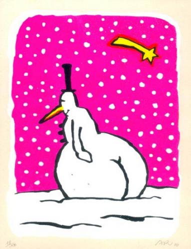 Cartoon: schneearsch (medium) by ari tagged schnee,stern,schneemann,eis,winter,klima,plikat,frost,klimawandel,jahreszeit