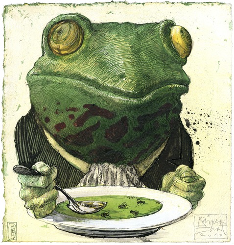 Cartoon: Gourmet (medium) by Rainer Ehrt tagged taste,enjoyment,pleasure,animal,frog,frosch,gourmet
