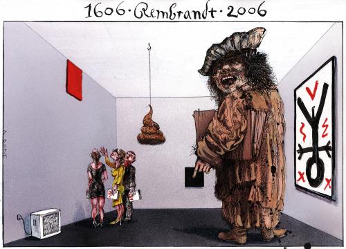 Cartoon: Rembrandt (medium) by Rainer Ehrt tagged rembrandt,kunst,art,avantgarde,malerei