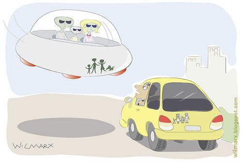 Cartoon: Alien happy family (medium) by Wilmarx tagged behavior,car