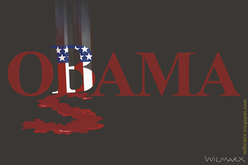 Cartoon: Obama X Osama (medium) by Wilmarx tagged politicians,terrorism,laden,bin