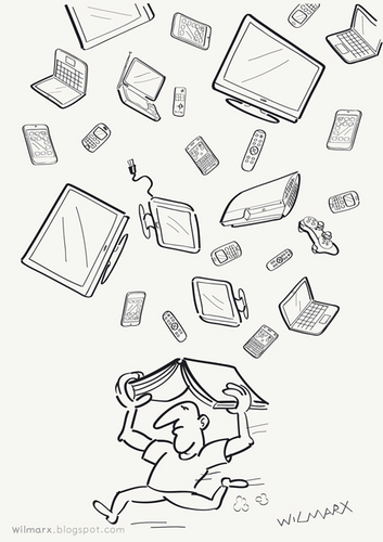 Cartoon: rain tech (medium) by Wilmarx tagged rain,tech,book
