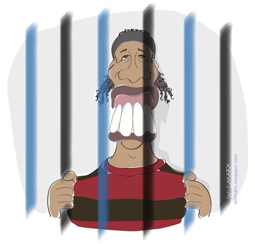 Cartoon: Ronaldinho condemned by fans (medium) by Wilmarx tagged soccer,futebol,gremio,ronaldinho