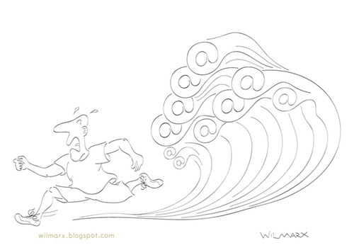 Cartoon: Spam tsunami (medium) by Wilmarx tagged internet,email,spam