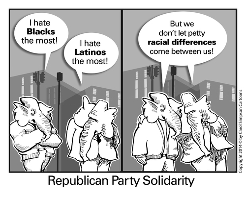 Cartoon: Republican Party Solidarity (medium) by carol-simpson tagged racism,usa,republicans,white,supremacy