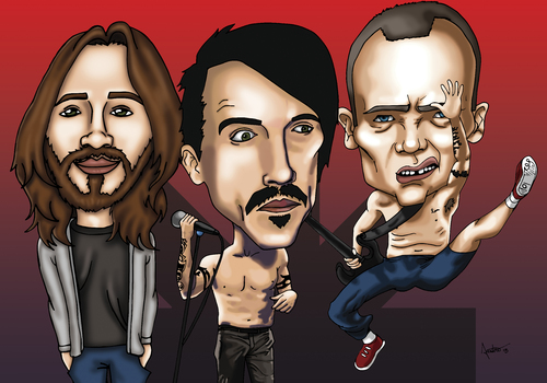 Cartoon: Red Hot Chilli Peppers (medium) by mitosdorock tagged red,hot,chilli,peppers,rock