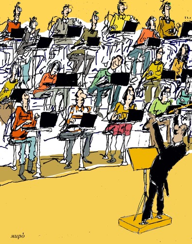 Cartoon: press orchestra (medium) by Miro tagged press,orchestra