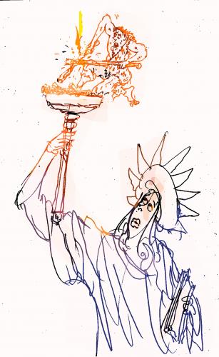 Cartoon: Statue of liberty (medium) by Miro tagged statue,of,liberty