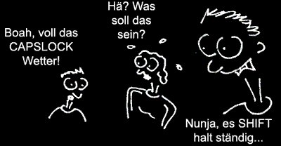 Cartoon: Schlechts Wetter (medium) by Newbridge tagged shift,capslock,wetter,nerd