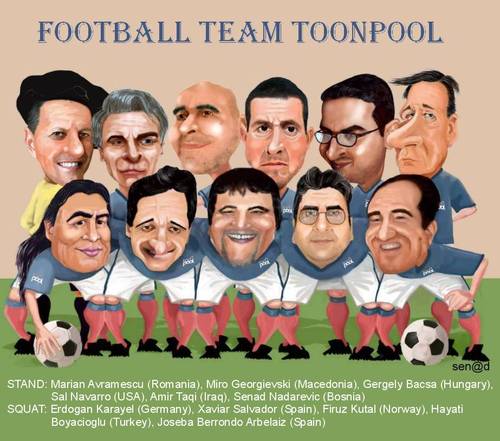 Cartoon: FOOTBALL TEAM TOONPOOL (medium) by Senad tagged football,senad,nadarevic,bosna,bosnia,karikatura