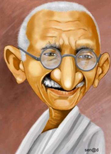 Cartoon: Mahatma Gandhi (medium) by Senad tagged mahatma,gandhi,senad,nadarevic,bosnia,bosna,karikatura