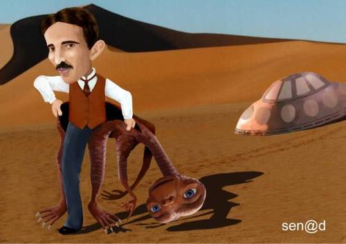 Cartoon: Tesla -a man from another planet (medium) by Senad tagged nikola,tesla,senad,nadarevic,bosnia,bosna,karikatura