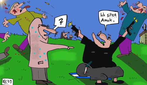 Cartoon: ? (medium) by Leichnam tagged amok,wahnsinnig,irre