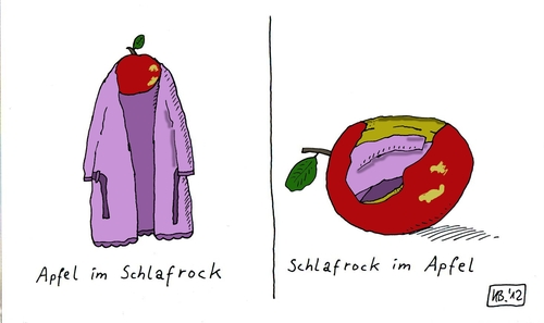 Cartoon: Apfel (medium) by Leichnam tagged apfel,im,schlafrock,verkleidung,essen,speise,obst,gemüse