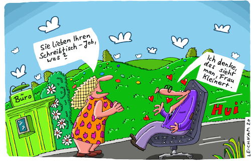 Cartoon: Auf der Straße (medium) by Leichnam tagged straße,büro,bürojob,lieben,arbeit,berufung,chefsessel,kleinert,leichnam,leichnamcartoon,freude
