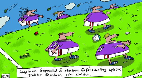 Cartoon: Ballspiel (medium) by Leichnam tagged ballspiel,fußball,sport,rasen,traktor,grumbach,gefälle,gegenwind,anstieg