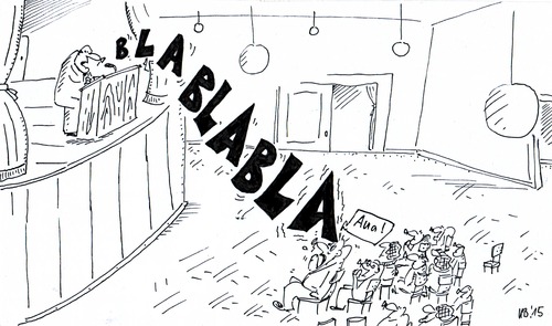 Cartoon: Blablabla (medium) by Leichnam tagged blablabla,redner,rednerpult,rede,sprechen,belanglos,sinnfrei,aua