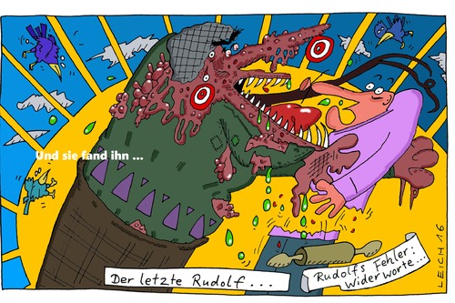Cartoon: Der letzte Rudolf (medium) by Leichnam tagged rudolfschabracke,der,letzte,rudolf,nudelholz,ehe,verfolgt,gefressen,rache,widerworte
