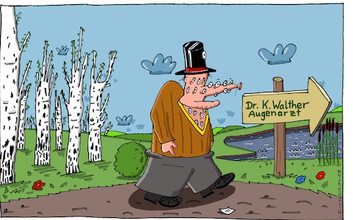 Cartoon: Doktor (medium) by Leichnam tagged doktor,hinweisschild,wegweiser,patient,augen,augenarzt,leichnam,leichnamcartoon