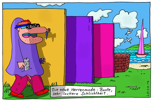 Cartoon: ein Herr (medium) by Leichnam tagged ein,herr,mode,bunt,farbenfroh,locker,schlicht,einfach,modenschau,neu