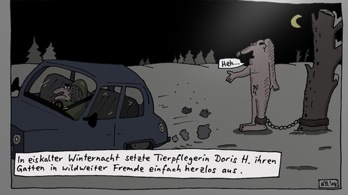 Cartoon: eiskalt (medium) by Leichnam tagged doris,eiskalt,winternacht,gatte,aussetzen,einsame,landschaft,wildweite,fremde,tierpflegerin