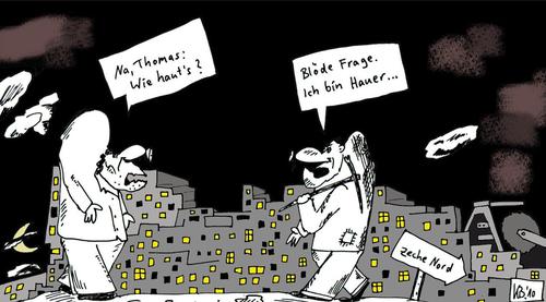 Cartoon: Feierabend (medium) by Leichnam tagged feierabend,zeche,thomas,arbeiter,proletariat,hauer,hauen,bergwerk