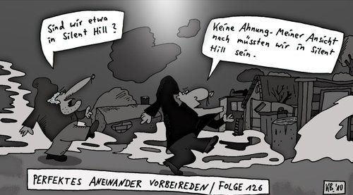 Cartoon: Frage - Antwort (medium) by Leichnam tagged frage,antwort,orientierungslos,ortschaft,leichnam,nebel,missverständnis