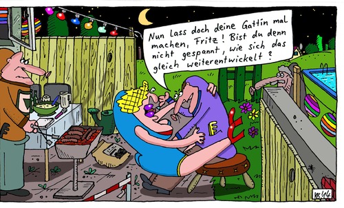 Cartoon: Fritz (medium) by Leichnam tagged fritz,spaß,petting,vorgarten,grillen,gattin,ehe,eifersucht,liebelei,nacht,festlichkeit,wochenende,freizeit,fremdgehen,beobachtung