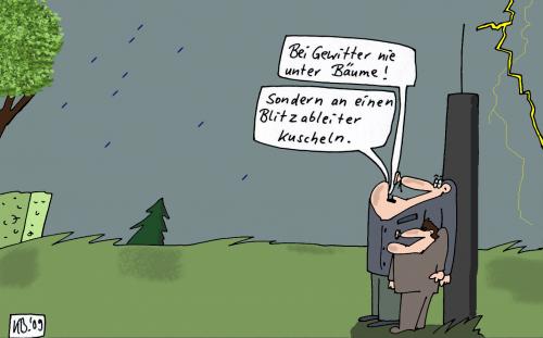 Cartoon: Gewitter (medium) by Leichnam tagged gewitter,bäume,blitz,kuscheln,blitzableiter