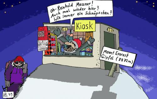 Cartoon: Gipfel (medium) by Leichnam tagged messner,reinhold,gipfel,mounteverest,kiosk,schnäpschen