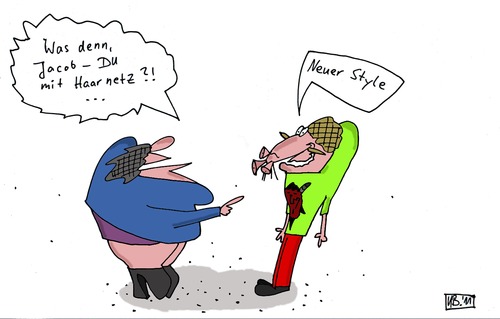 Cartoon: Haarnetz (medium) by Leichnam tagged haarnetz,jacob,mann,frau,style,stil,neu,leichnam,nasenzipfel