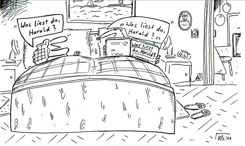 Cartoon: Im Bett (medium) by Leichnam tagged bett,lesen,buch,harald,ehe,schlafzimmer,leichnam