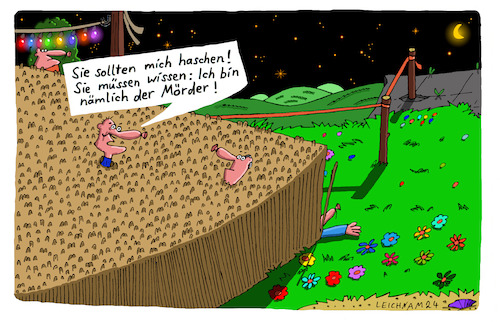 Cartoon: Im Felde (medium) by Leichnam tagged feld,leichnam,leichnamcartoon,haschen,häscher,mörder