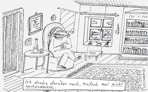 Cartoon: Im Zimmer (medium) by Leichnam tagged zimmer,nachdenken,denker,leichnam,leichnamcartoon