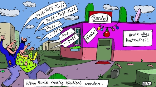 Cartoon: Kerle (medium) by Leichnam tagged kerle,bordell,puff,kindisch,kostenfrei,hinein