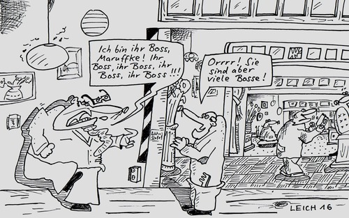Cartoon: Klarstellung (medium) by Leichnam tagged klarstellung,boss,maruffke,oberhaupt,chef