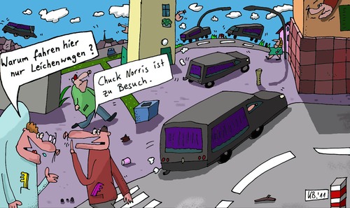 Cartoon: Leichenwagen (medium) by Leichnam tagged leichenwagen,leichnam,fahren,verkehr,automobile,chuck,norris,besuch,frage,stadt